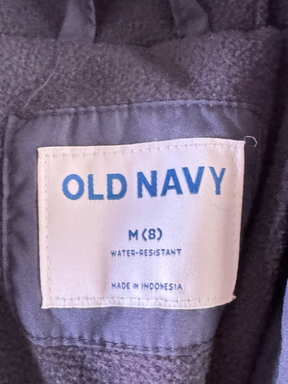 Old Navy Boys M 8 Puffer Jacket Hooded Blue Tan Colorblock Winter Coat - Picture 6 of 11